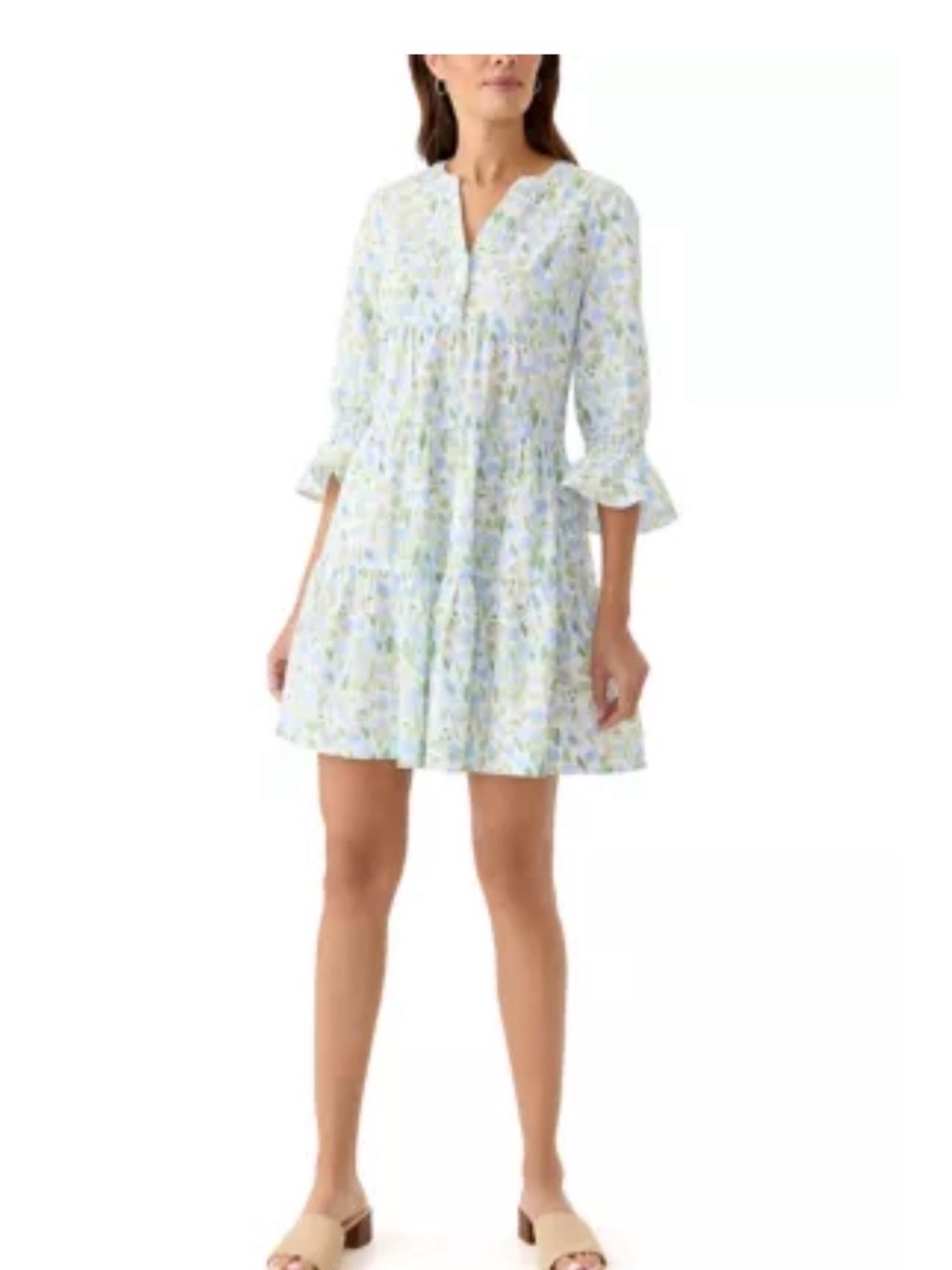 NWT Crown & Ivy Blue Green Abstract Tiered Mini Dress XL